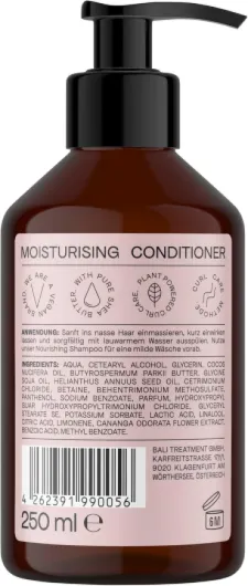 BALI CURLS Moisturising Conditioner – Après-shampoing hydratant au beurre de karité, à l'huile de coco et à l'extrait d'ylang-ylang pour le soin des boucles naturelles – Après-shampoing vegan pour che