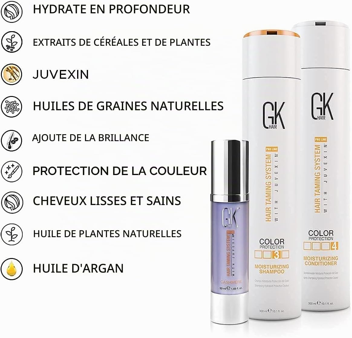 Coffret Shampooing & Après-Shampooing Hydratants avec Sérum et Crème Sans Rinçage – Soin Complet pour Cheveux Secs, Bouclés ou Colorés – Douceur, Brillance et Contrôle des Frisottis