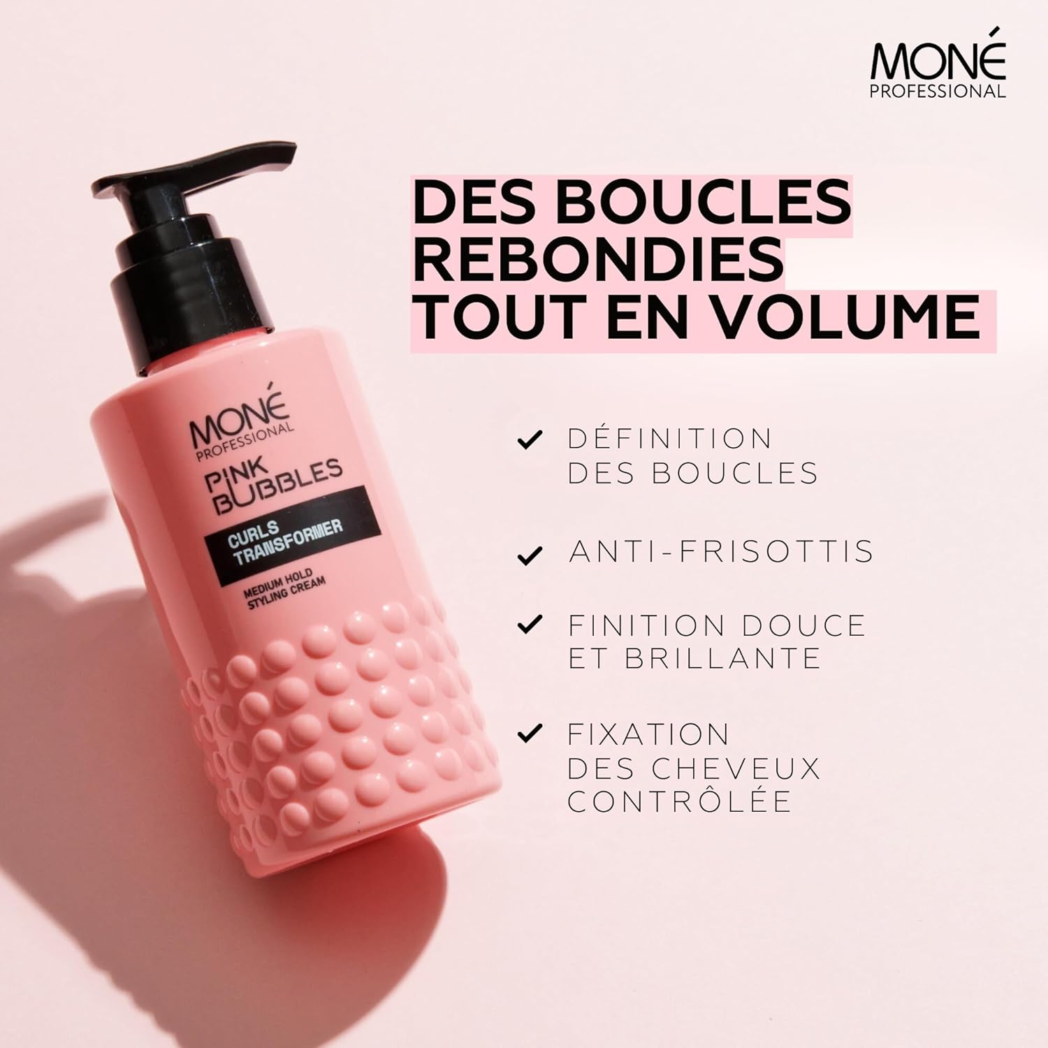 PROFESSIONAL - Crème Cheveux Bouclés, Activateur de Boucles pour Cheveux Frisés et Ondulés, Définition des Boucles, Expression et hydratation des mèches - Cheveux fins ou épais - 150 ml Rose