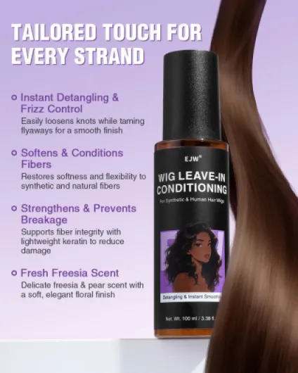 Spray Soin Sans Rinçage pour Perruques – Démêlant & Anti-Frisottis pour Perruques Synthétiques et Naturelles – Avec Huile de Jojoba – Sans Rinçage, Douceur Instantanée, 100ml floral