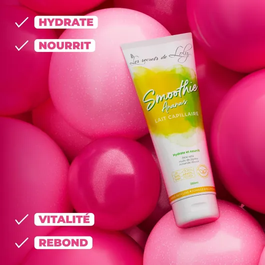 Smoothie Ananas – Lait capillaire sans rinçage Très nourrissant & anti-frisottis – Cheveux frisés et crépus – +97% d'origine naturelle – 250 ml