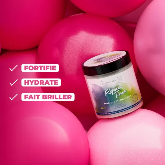 Les Secrets de Loly – Repair Time – Masque hydratant Fortifiant & démêlage facile – Cheveux ondulés, bouclés, frisés et crépus – +96% d'origine naturelle – 230 ml