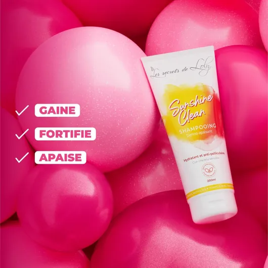 Sunshine Clean – Shampooing cuir chevelu sensible Apaisant anti-démangeaisons – Cheveux ondulés, bouclés, frisés et crépus – 98,6% d'origine naturelle – 200 ml