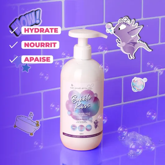 Bubble Kiss – Soin lavant bébé 2-en-1 corps & cheveux Ultra-doux – Peaux sensibles & cheveux texturés (dès la naissance) – 98% d'origine naturelle – 400 ml