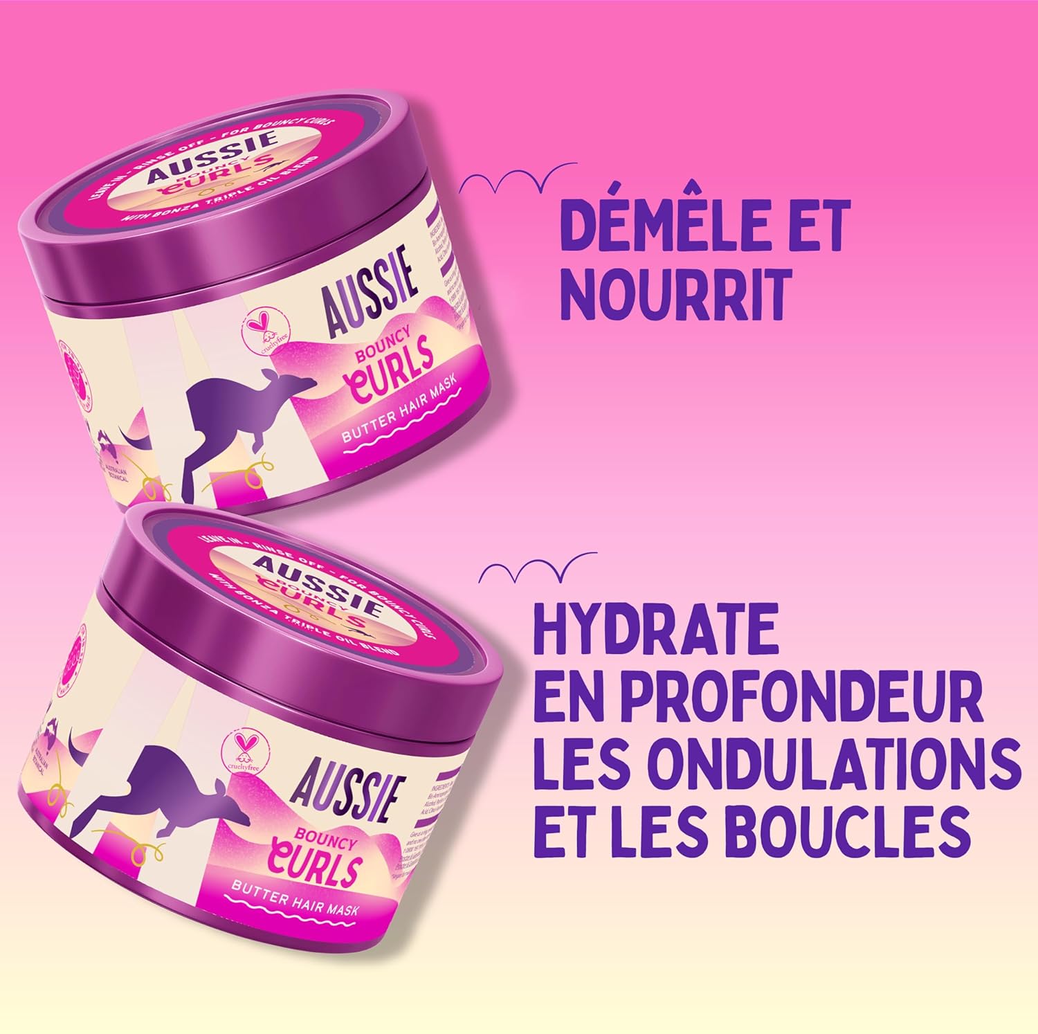 Bouncy Curls Beurre Masque Cheveux 500ml, Pour Démêler, Nourrir et Hydrater en Profondeur les Cheveux Bouclés et Ondulés