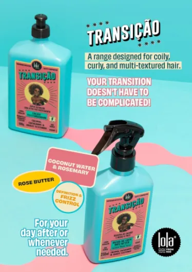 Lola Cosmetics - Crème Coiffante "Transicão" - Définit les Boucles - Hydratation Profonde - Fini Non Collant - Formule Naturelle - Pour Cheveux Crépus, Ondulés, Bouclés - 500 ml