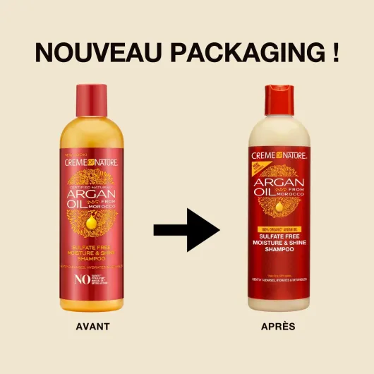 Argan Oil, Shampoing Hydratant à l’Huile d’Argan du Maroc, Shampooing Nettoyant et Nourrissant, Soin des Cheveux Bouclés Frisés Crépus, Sans Sulfates - Flacon de 355ml