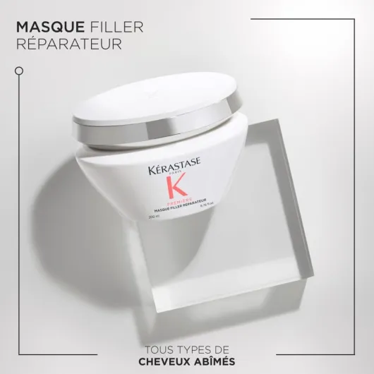KERASTASE Première - Masque Capillaire Filler Réparateur - Soin Réparateur Anti-Casse - 98% de Casse en Moins - +86% d'Hydratation - Sans Parabène - Cheveux Abîmés - 200 ml Format 200ml