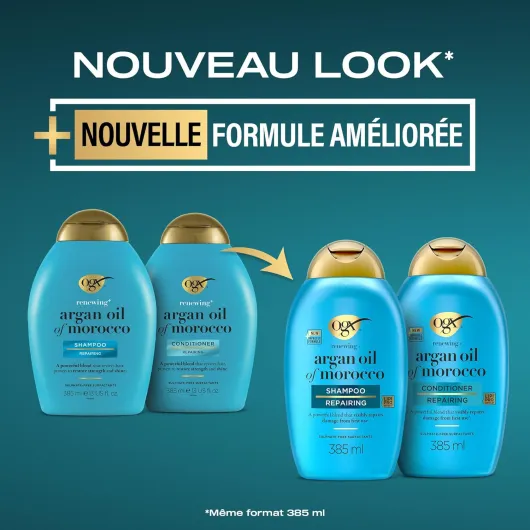 Shampooing Réparateur Huile d'Argan du Maroc (flacon de 385 ml) – Soin capillaire pour cheveux secs et abîmés – Shampoing sans sulfate 385 ml (Lot de 1)