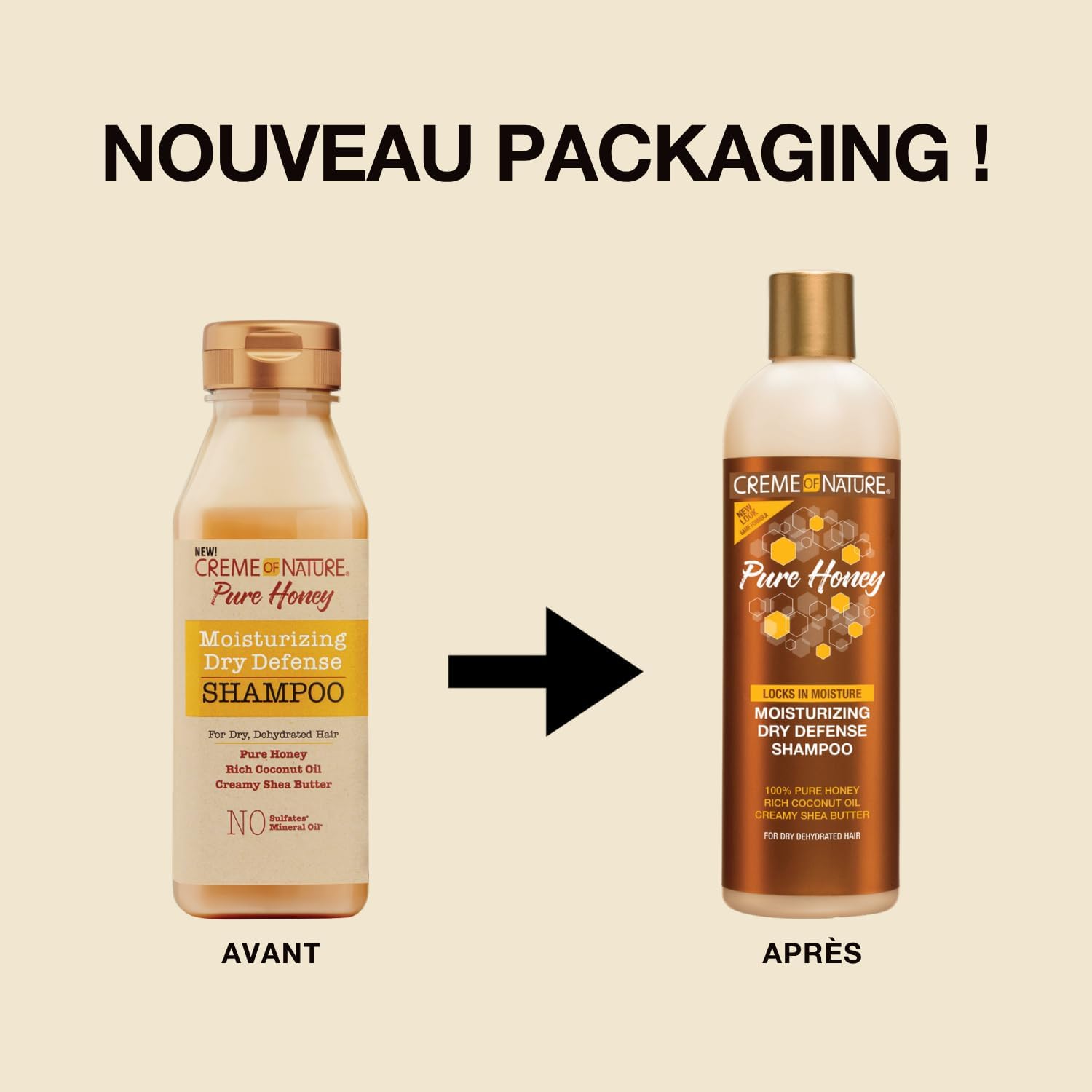 Pure Honey - Après-Shampoing Nourrissant à base d'Huile de Coco, Beurre de Karité et Miel - Soin des Cheveux Bouclés Frisés Crépus - Sans Sulfates - Flacon de 355ml APRES SHAMPOING NOURRISSANT